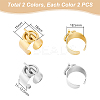 4Pcs 2 Colors Stainless Steel Open Cuff Rings Set for Lovers RJEW-UN0002-94-3