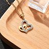 304 Stainless Steel Crystal Rhinestone Heart Pendant Cable Chain Necklaces for Women NJEW-Z056-01A-G-2