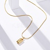 304 Stainless Steel Rectangle Pendant Snake Chain Necklaces for Women Men EJEW-Z044-02G-4