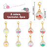 8Pcs 8 Colors Transparent Glass Pendant Decorations HJEW-NB00053-2