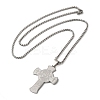 Non-Tarnish Saint Christopher Cross 201 Stainless Steel Box Chain Pendant Necklaces for Women and Men NJEW-F324-01P-2