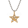 304 Stainless Steel Pave Clear Cubic Zirconia Geometric Pendant Necklaces WG22380-01-1