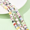 Mixed Styles Floral Printed Porcelain Beads Strands PORC-M004-02M-5