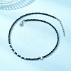 Brass and Faceted Round Natural Black Spinel Beaded Necklaces for Women NJEW-JN05657-02-2
