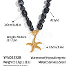 Vintage Stainless Steel Starfish Pendant Black Acrylic Nuggets Beaded Necklaces for Women BF0589-2-1