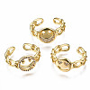 Flat Round Brass Micro Pave Cubic Zirconia Cuff Rings RJEW-N035-001-NF-1