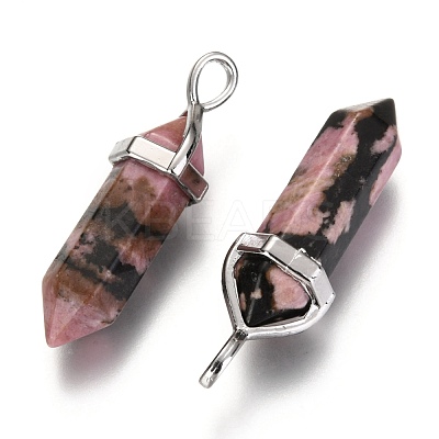 Natural Rhodonite Double Terminated Pointed Pendants G-F295-05D-1