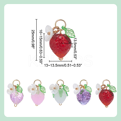 10Pcs 5 Colors Glass & Acrylic & Resin Pendants PALLOY-AR00014-1