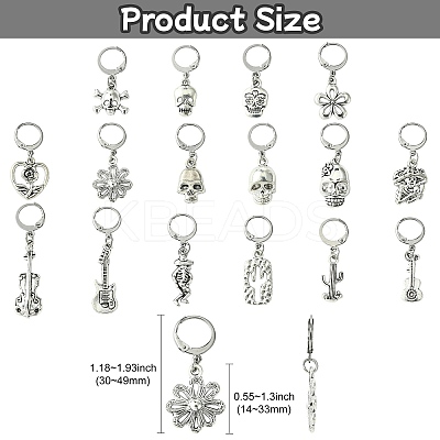 32Pcs 16 Style Alloy Pendant Locking Stitch Markers HJEW-CJ00044-1