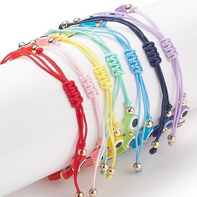 7Pcs 7 Style Resin Evil Eye Braided Bead Bracelets Set BJEW-JB08810-1