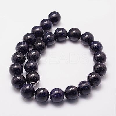 Synthetic Blue Goldstone Beads Strands G-N0178-03-12mm-1