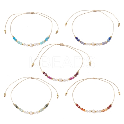 Chakra Theme Adjustable Natural Mixed Gemstone Braided Bead Bracelets for Women BJEW-JB11619-1