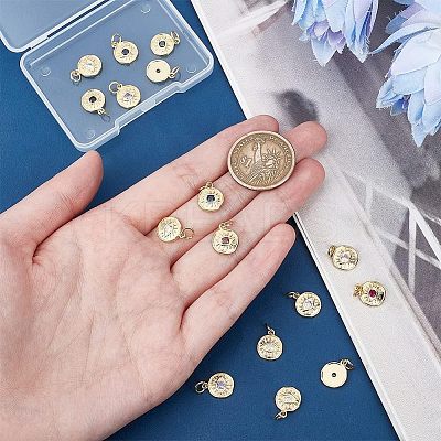 16Pcs 8 Colors Brass Micro Pave Cubic Zirconia Pendants KK-HY0001-39-1