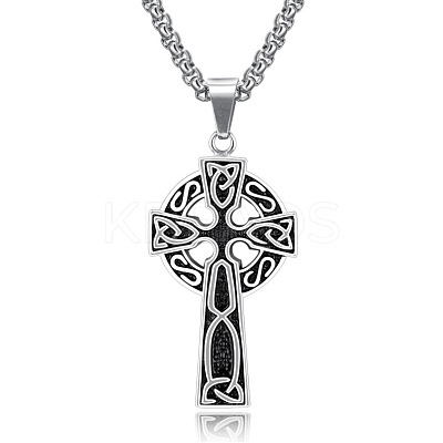 Alloy Triquetra/Trinity Knot Cross Pendant Necklaces LS-PW23033028371-1