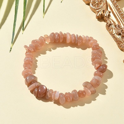 Natural Sunstone Chip Beads Stretch Bracelets for Men Women BJEW-C145-01B-1
