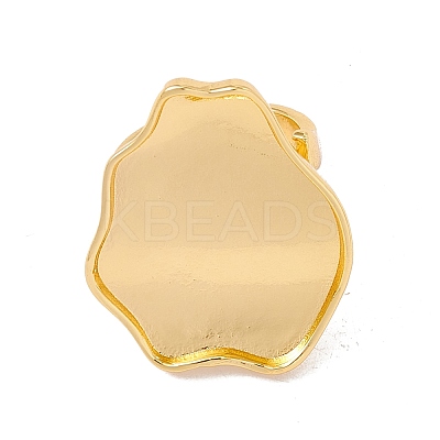 Flower Brass Open Cuff Finger Ring Enamel Settings KK-G428-04G-1