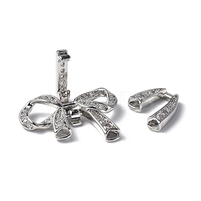 Rack Plating Brass Micro Pave Clear Cubic Zirconia Fold Over Clasps KK-G448-02P-1