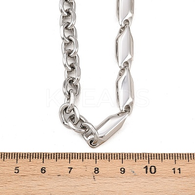 304 Stainless Steel Cable Chain Rhombus Link Chain Necklaces for Men Women NJEW-G186-01P-01-1