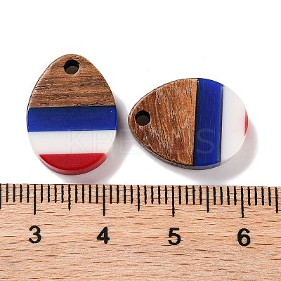 Independence Day Opaque Striped Resin & Walnut Wood Pendants RESI-U010-01C-1