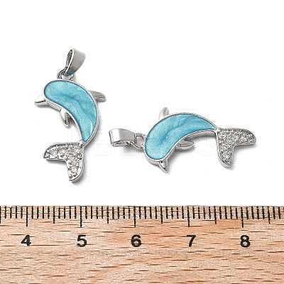 Brass Micro Pave Cubic Zirconia with Enamel Pendants KK-Z103-08P-02-1