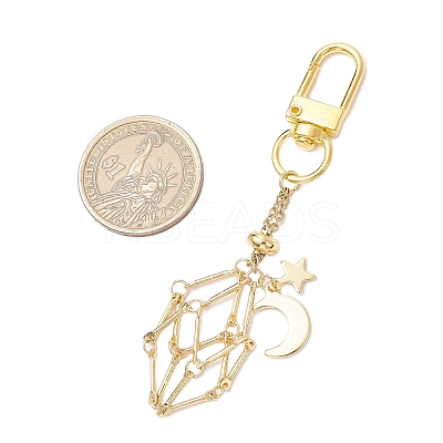 Brass Macrame Pouch Empty Stone Holder Pendant Decoration HJEW-JM03303-01-1