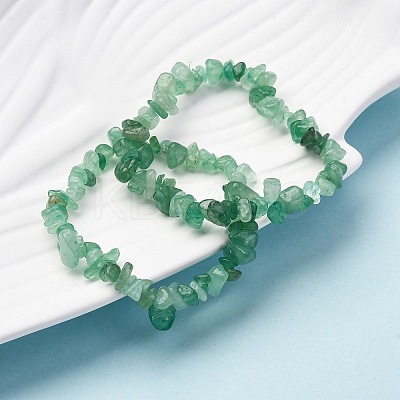 Unisex Chip Natural Green Aventurine Beaded Stretch Bracelets BJEW-S143-11-1