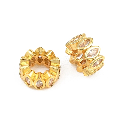 Brass Micro Pave Clear Cubic Zirconia European Beads CU-CBA6A75-15G-1