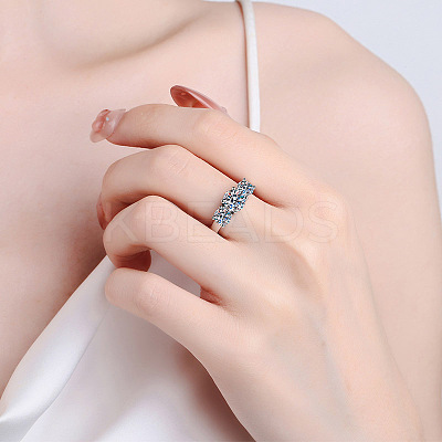 Rhodium Plated 925 Sterling Silver Pave 8.2x4.9mm Moissanite Finger Rings WG3C802-11-1