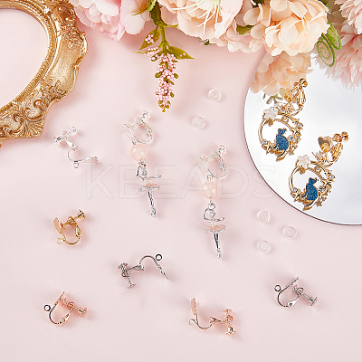 16Pcs 2 Colors Brass Clip-on Earring Findings FIND-SP0003-69-1