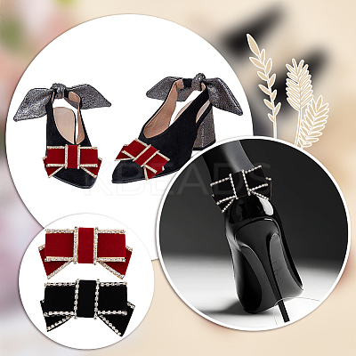 4Pcs 2 Colors Bowknot Velvet Shoe Decorations DIY-WR0004-09-1
