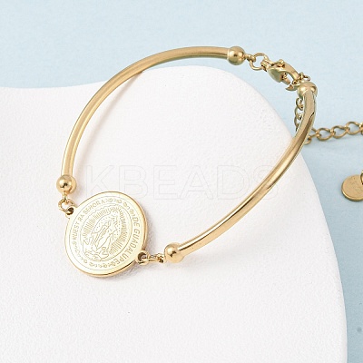 Religion 304 Stainless Steel Link Bracelets for Women LS-BJEW-F524-02B-G-1