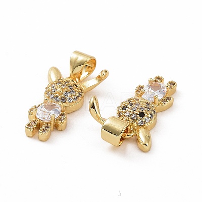 Brass Micro Pave Clear Cubic Zirconia Pendants ZIRC-F135-12G-1