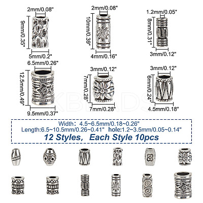 120Pcs 10 Styles Tibetan Style Alloy Beads Sets TIBEB-HY0001-10AS-1