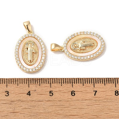 Rack Plating Brass Cubic Zirconia Shell Pendants KK-S368-11G-1