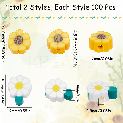 200Pcs 2 Styles Handmade Polymer Clay Beads CLAY-SC0001-85-1