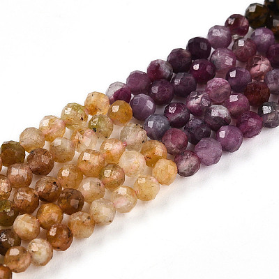 Gradient Color Natural Multicolor Tourmaline Beads Strands G-T141-68A-1