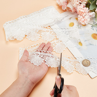 5 Yards Polyester Shell Shaped Flower Lace Trim OCOR-PH0004-46A-1