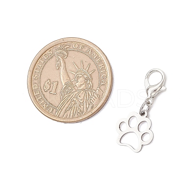 304 Stainless Steel Paw Print Pendant Decorations HJEW-JM03744-1