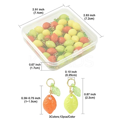 36Pcs 3 Colors Lemon Acrylic Pendants PALLOY-FS00059-01-1