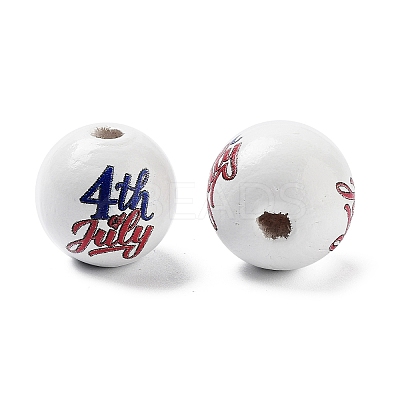 Independence Day Theme Wood European Beads WOOD-M011-07C-1
