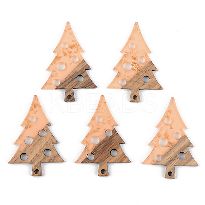 Transparent Resin & Walnut Wood Pendants RESI-S389-030A-B04-1