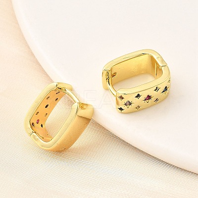 Brass Micro Pave Cubic Zirconia Rectangle Dangle Earrings EJEW-L305-08G-01-1