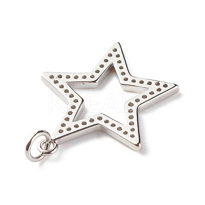 Brass Micro Pave Clear Cubic Zirconia Pendants ZIRC-P094-03P-RS-1