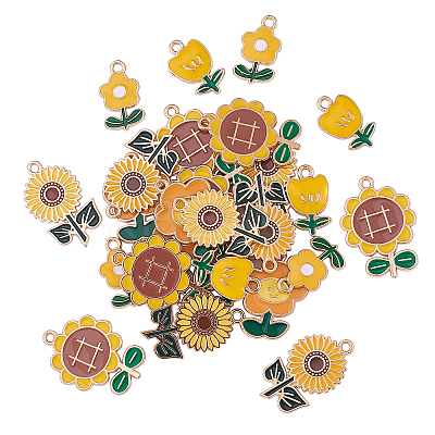 50Pcs 5 Styles Eco-Friendly Zinc Alloy  Pendants ENAM-CJ0001-88-1