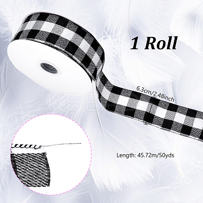 Polyester Tartan Wired Ribbon OCOR-WH0077-087A-1
