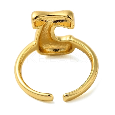 Initials Brass Open Cuff Ring for Women RJEW-N046-02J-G-1