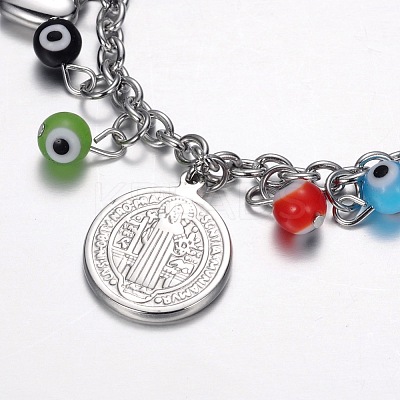 Tarnish Resistant 304 Stainless Steel Charm Bracelets LS-BJEW-D421-46P-1
