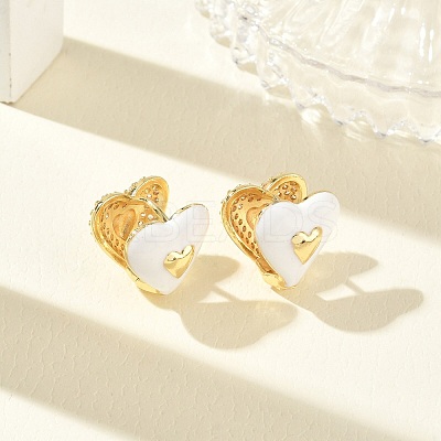 Brass Micro Pave Cubic Zirconia Hoop Earrings KK-CBA98BA-08G-D-1