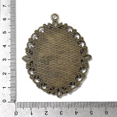 Tibetan Style Alloy Oval Pendant Cabochon Settings TIBEP-S231-01AB-NR-1