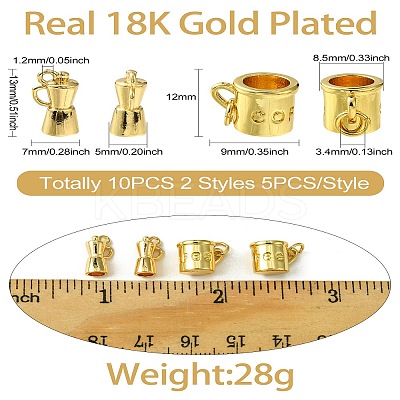 10Pcs 2 Style Brass Pendants KK-CJ0002-14-1
